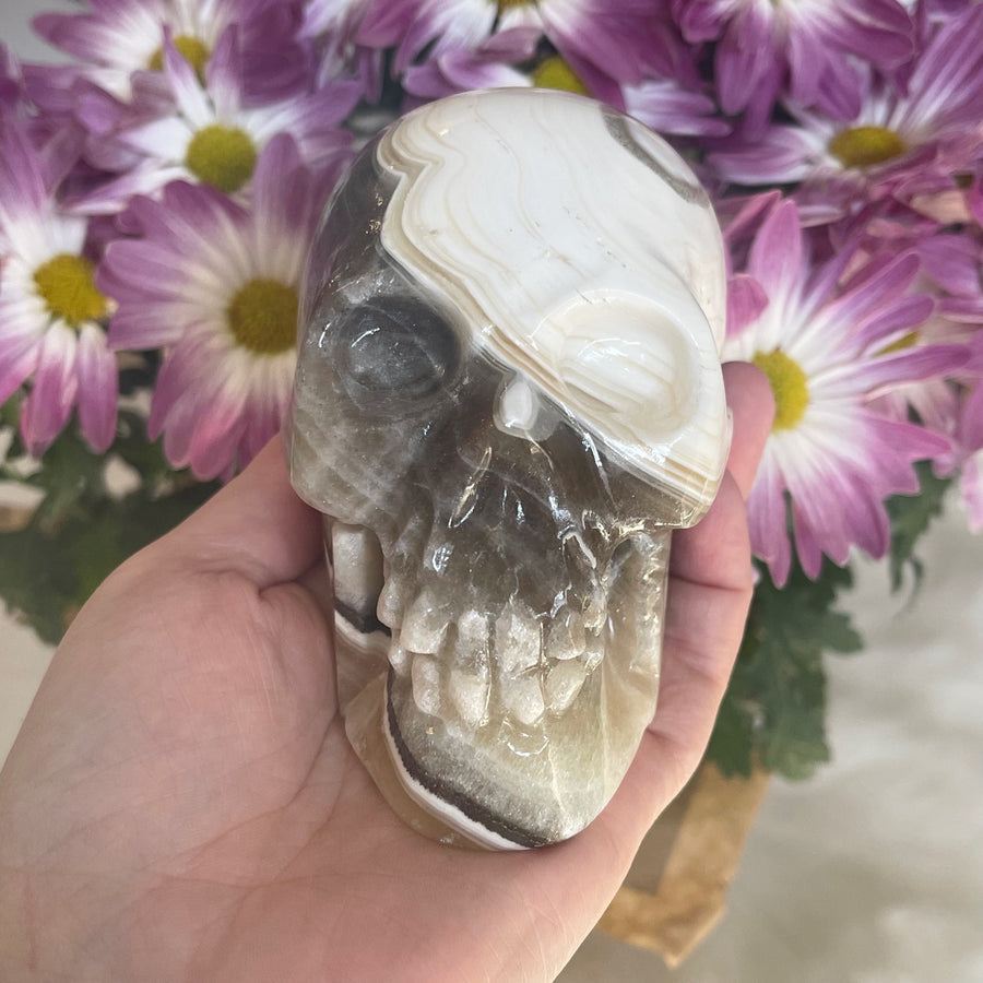 Banded Calcite Crystal Skull