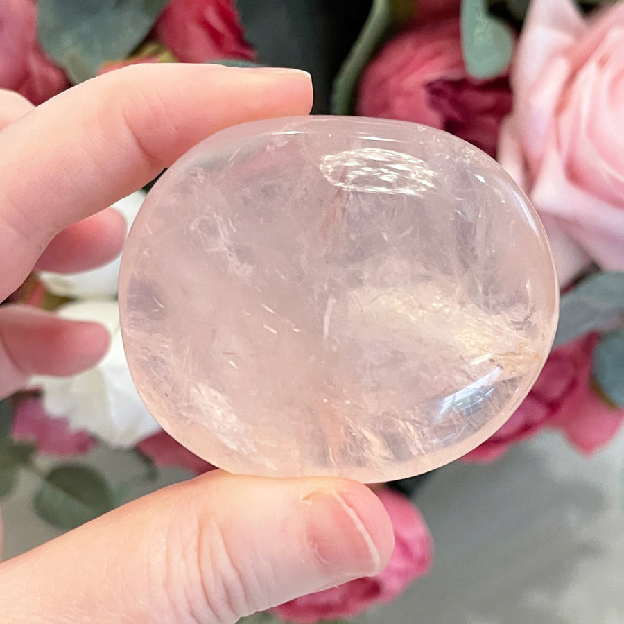 Rose Quartz Crystal Palm Stone