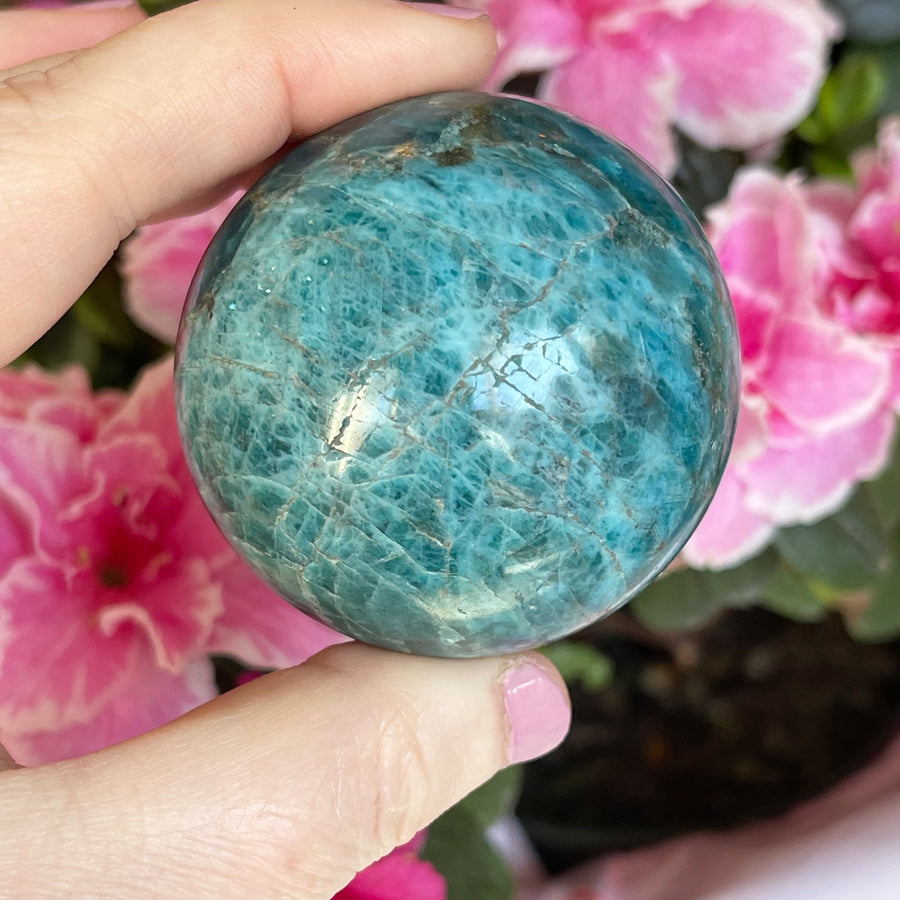 Blue Apatite Crystal Sphere