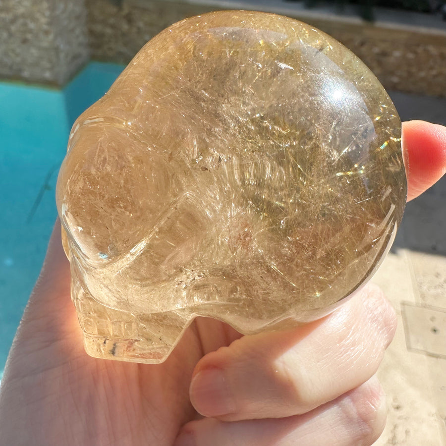 Golden Rutile Citrine Star Child Crystal Skull Carved by Leandro de Souza