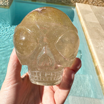 Golden Rutile Citrine Star Child Crystal Skull Carved by Leandro de Souza