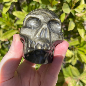 Gold Sheen Obsidian Crystal Skull