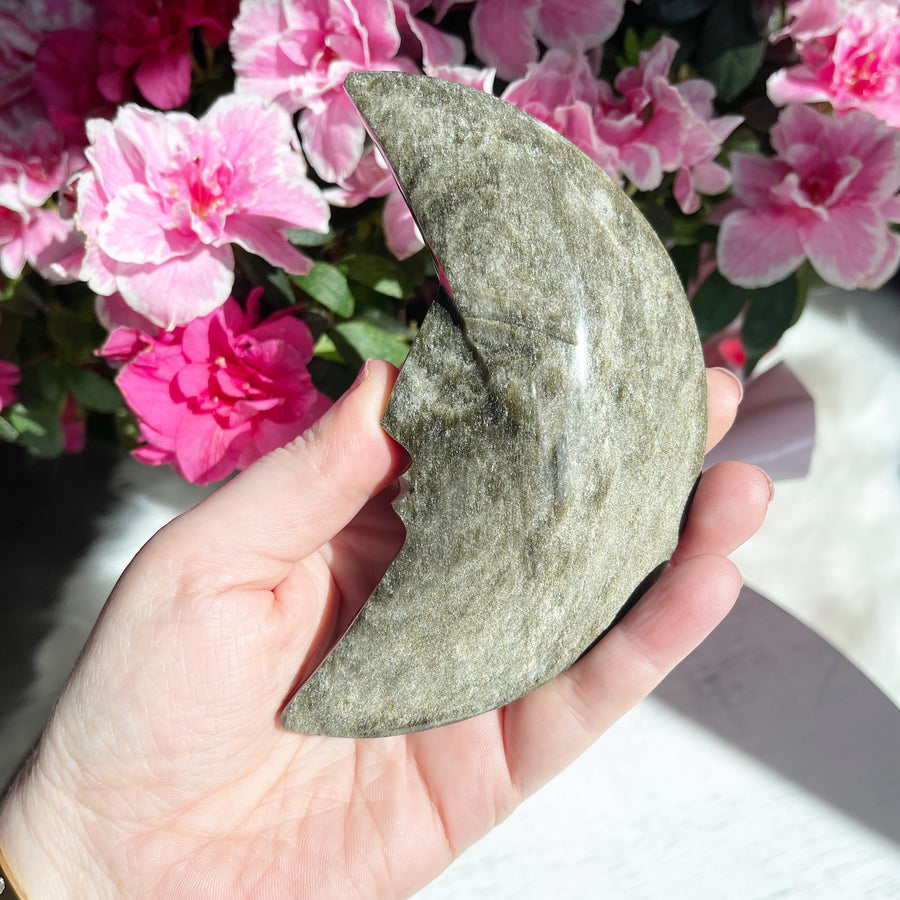 Large Gold Sheen Obsidian Moon