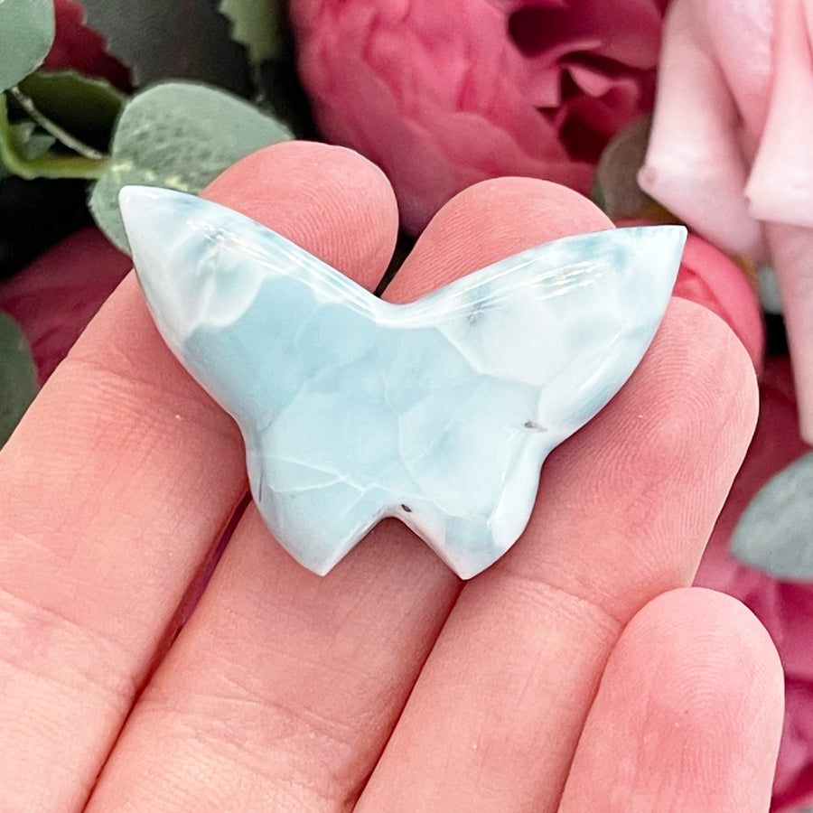 Natural Larimar Crystal Butterfly Grade A