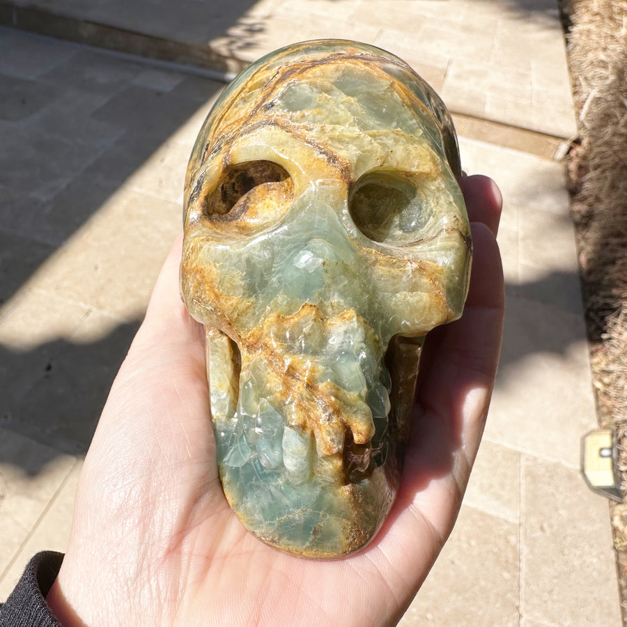 Rare Lemurian Aquatine Calcite Crystal Skull