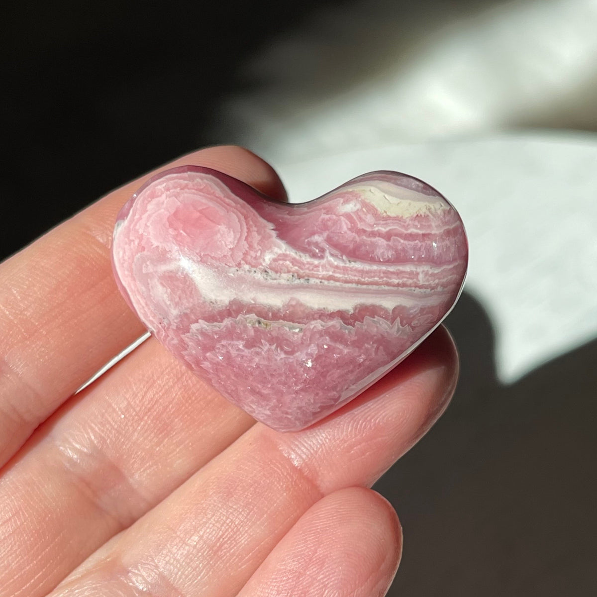 Rhodochrosite Crystal Heart Carving Grade A