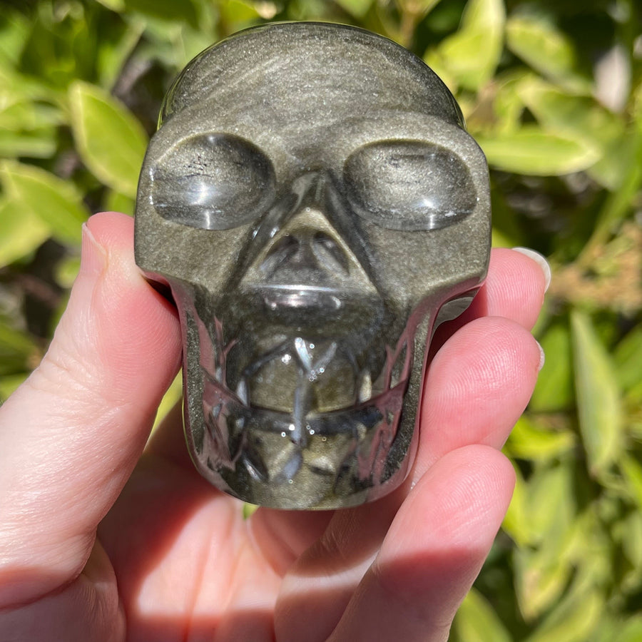 Gold Sheen Obsidian Crystal Skull