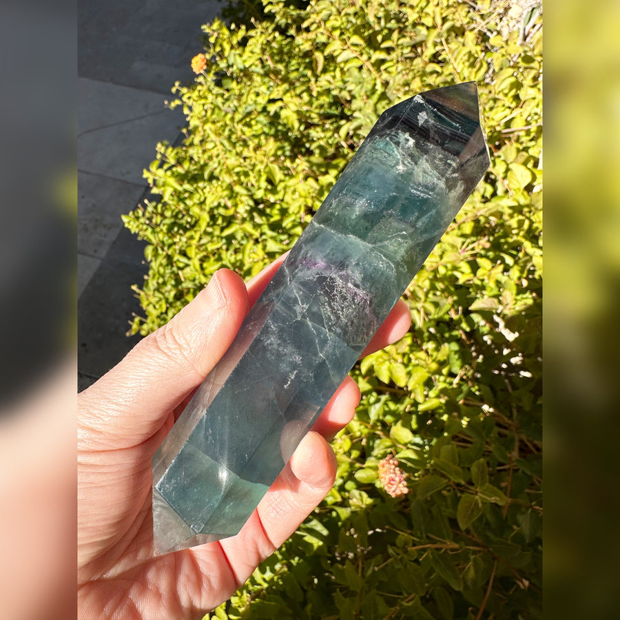 Rainbow Fluorite Crystal Double Terminated Wand