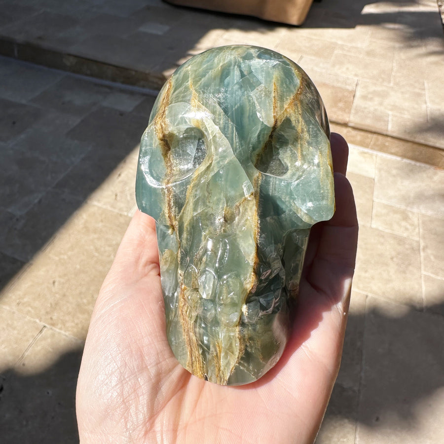 Rare Lemurian Aquatine Calcite Crystal Skull