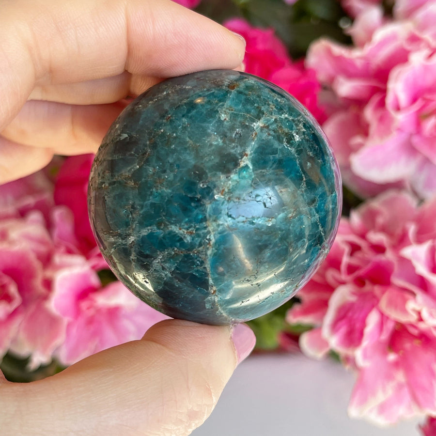 Blue Apatite Crystal Sphere
