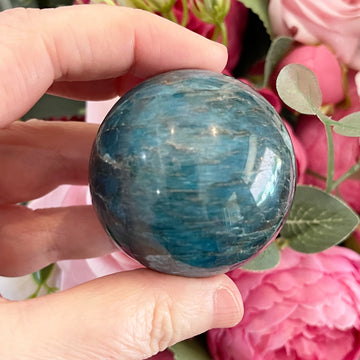 Natural Blue Apatite Crystal Sphere