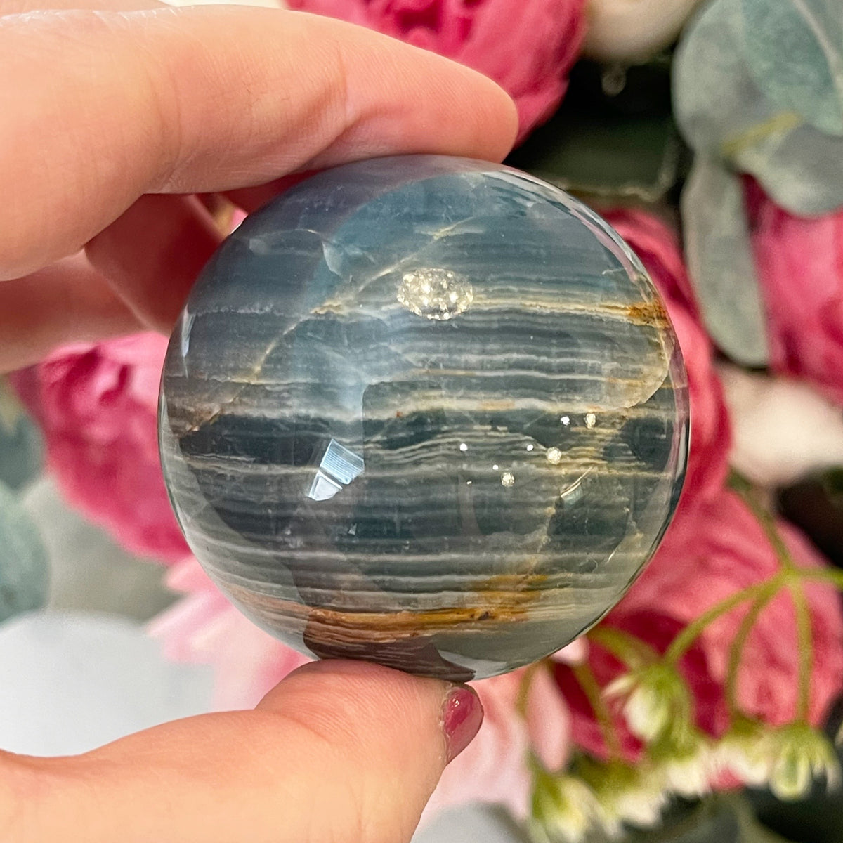 Rare Lemurian Aquatine Calcite Crystal Sphere