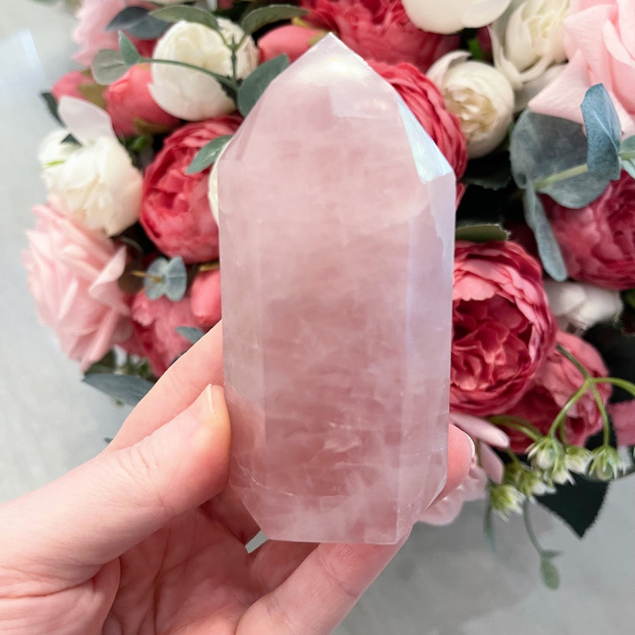 Rose Quartz Crystal Tower