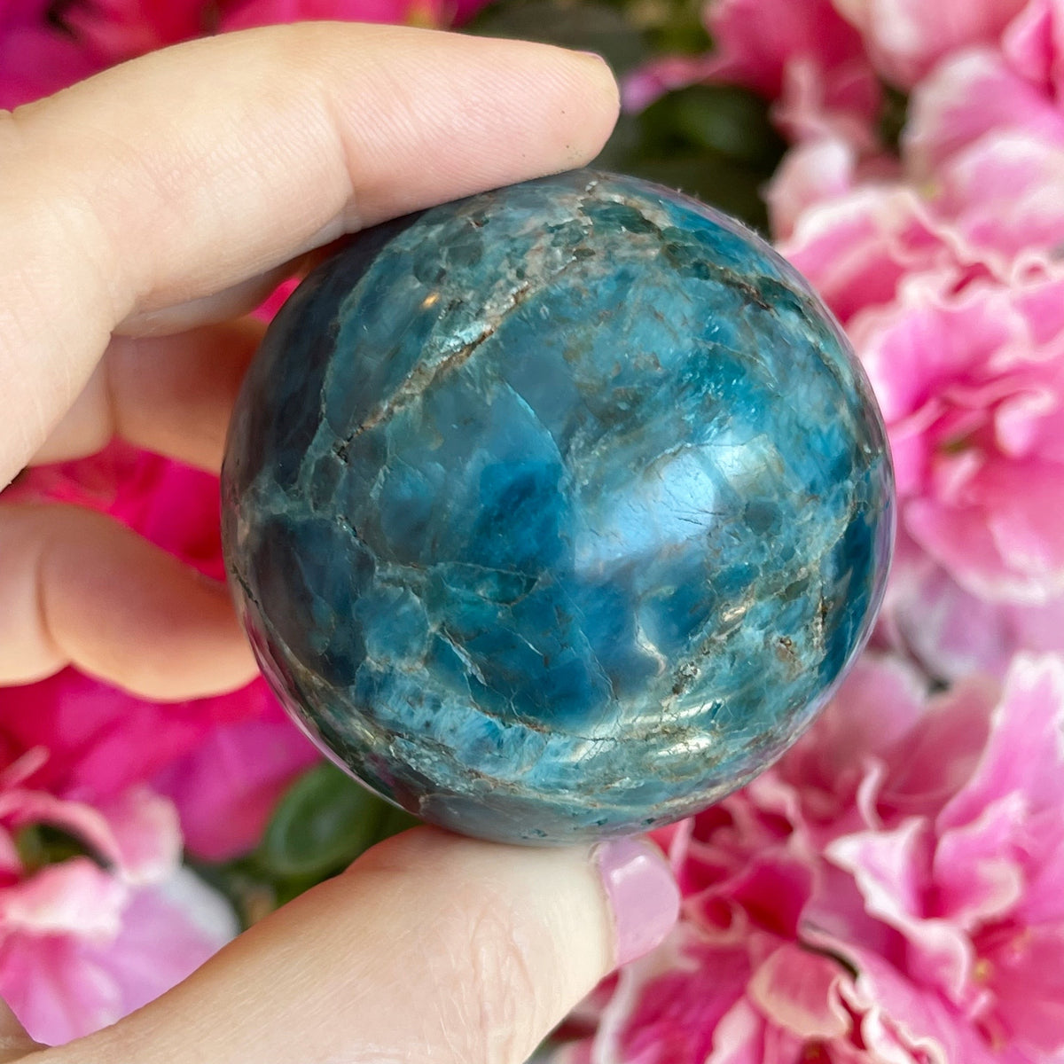 Blue Apatite Crystal Sphere