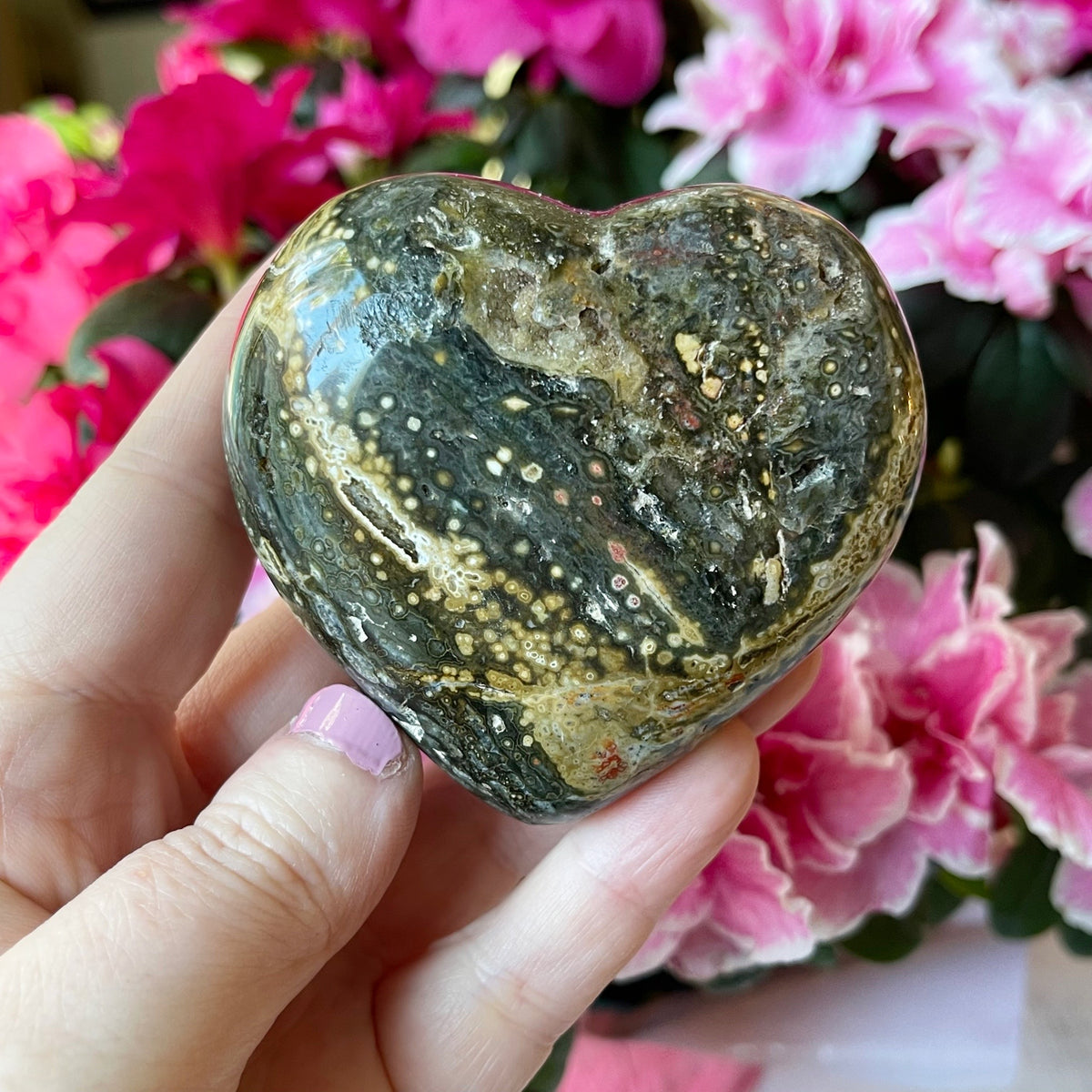 Jasper Crystal Heart with Druzy Pockets