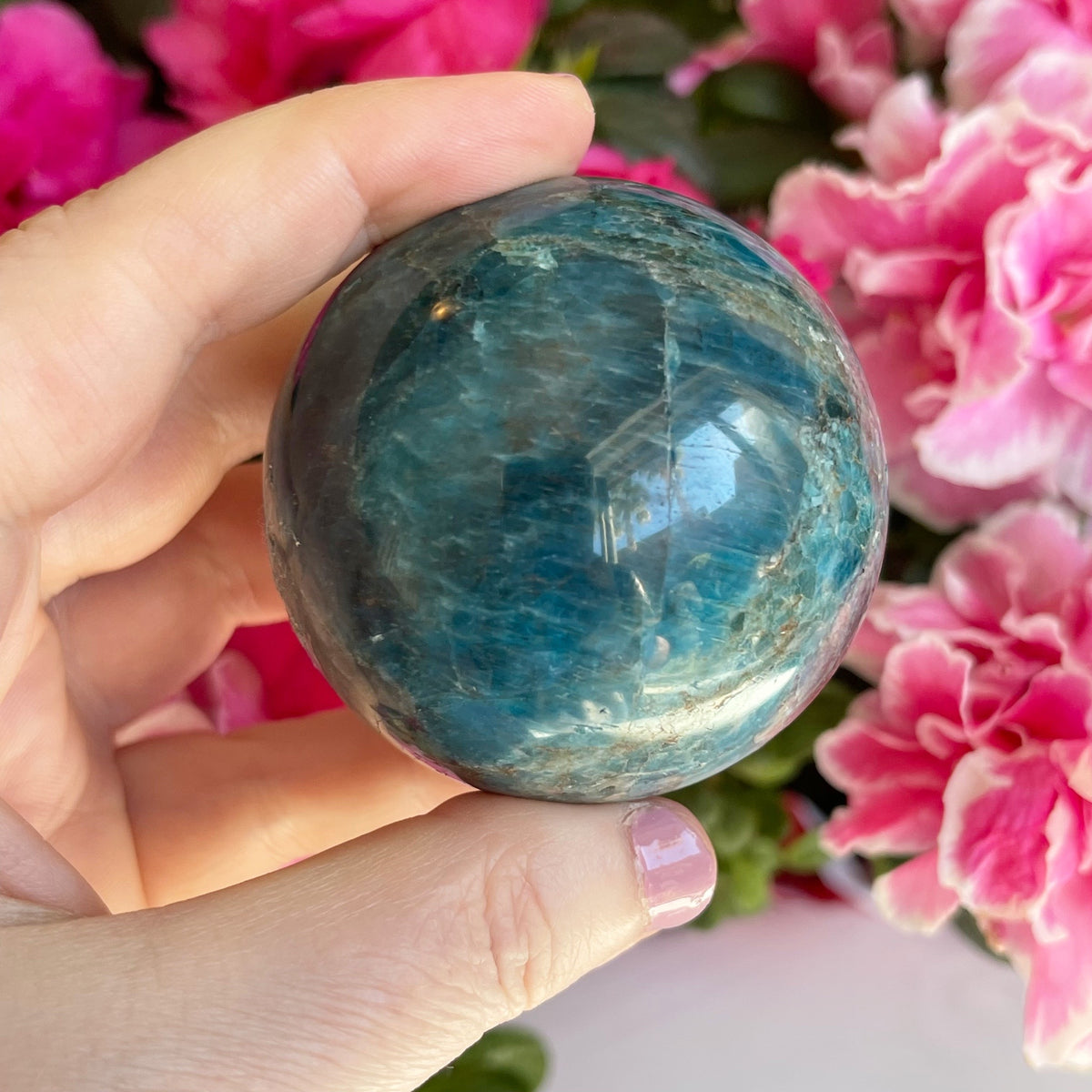 Blue Apatite Crystal Sphere