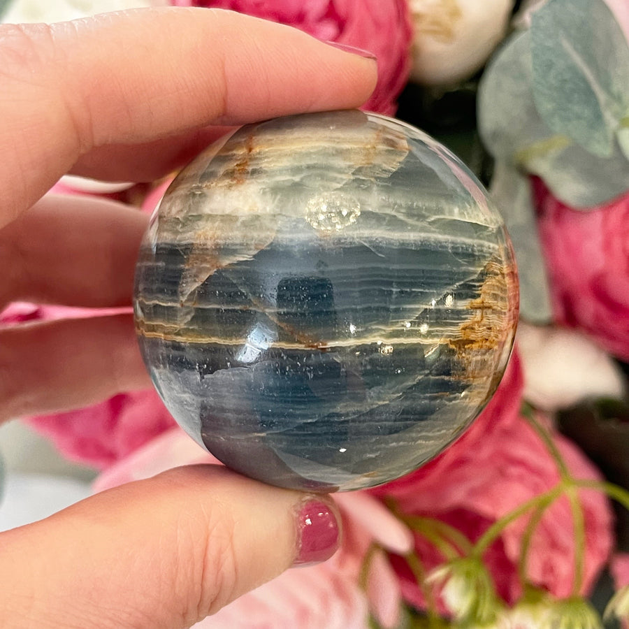 Rare Lemurian Aquatine Calcite Crystal Sphere