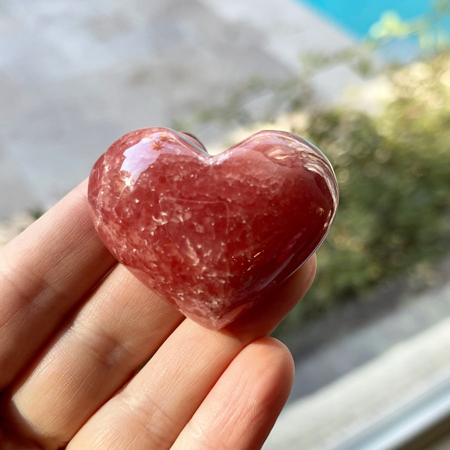 Gemstone Rhodochrosite Crystal Heart Carving