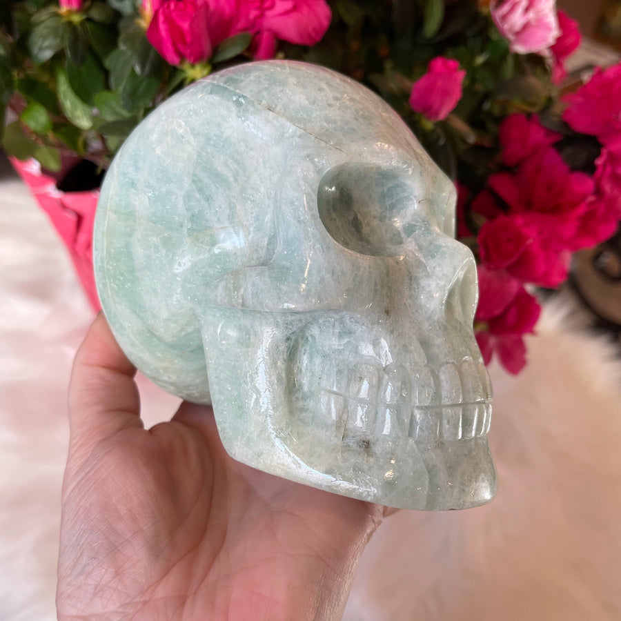 Aquamarine Crystal Skull Carved by Leandro de Souza