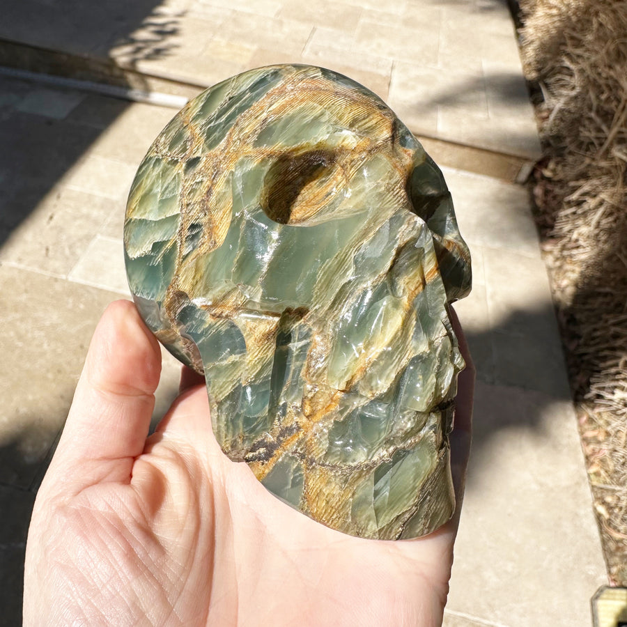 Rare Lemurian Aquatine Calcite Crystal Skull