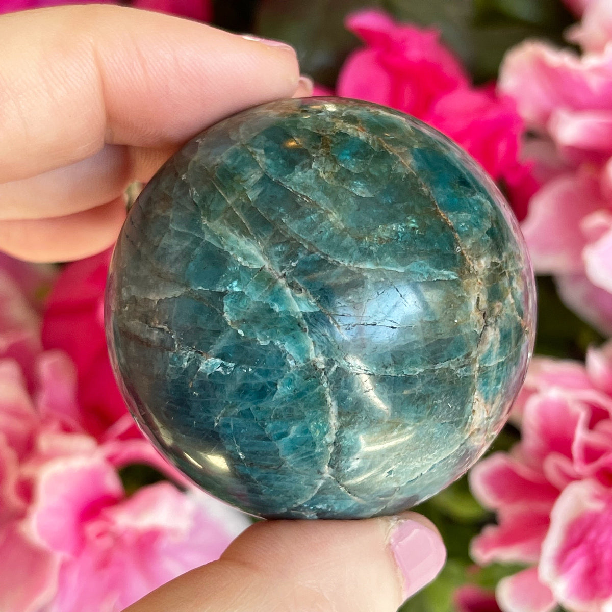 Blue Apatite Crystal Sphere