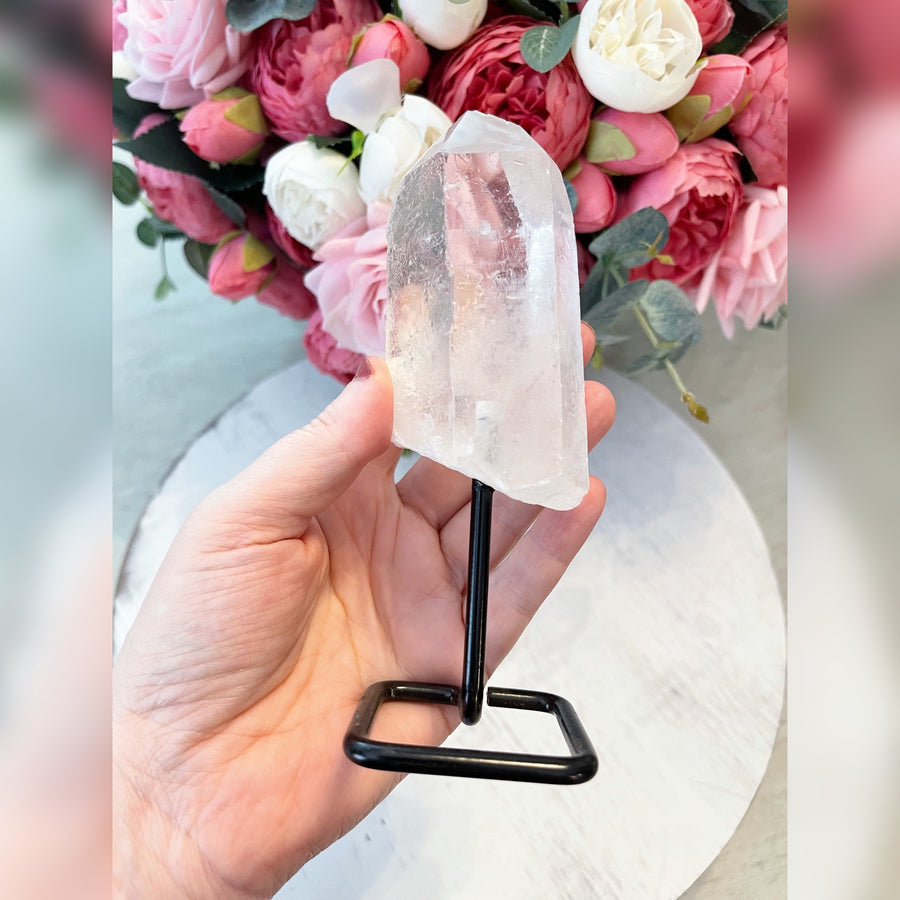 Raw Quartz Point on Metal Stand