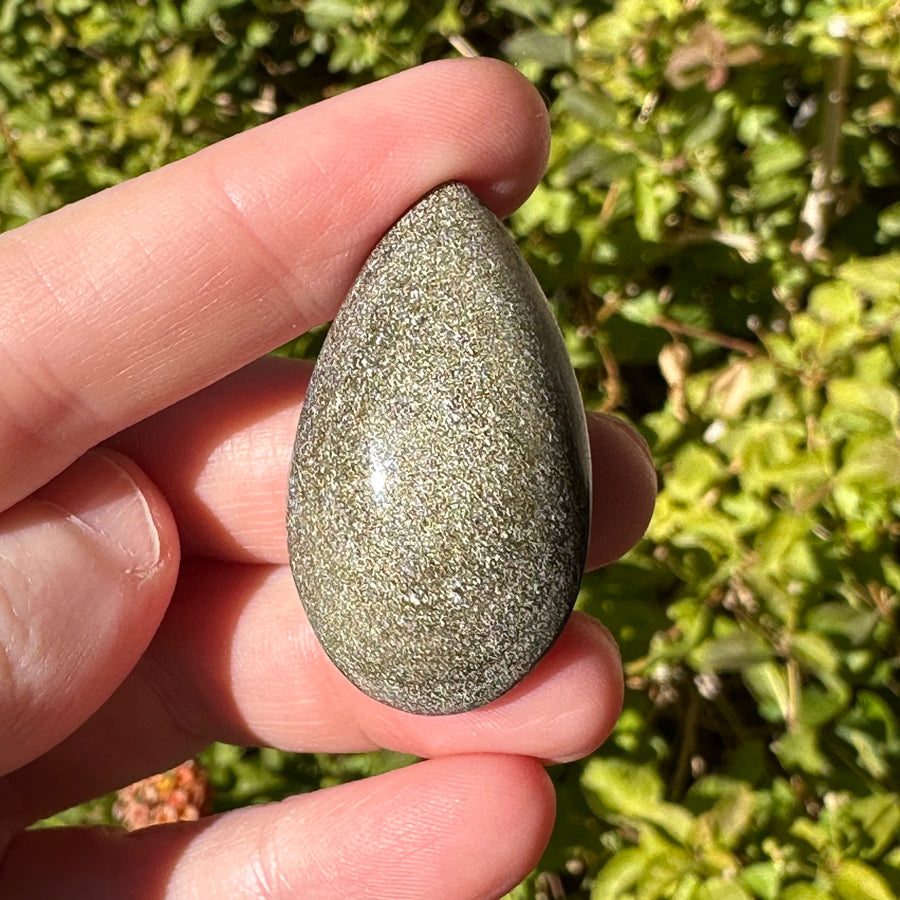 Gold Sheen Obsidian Teardrop Palm Stone