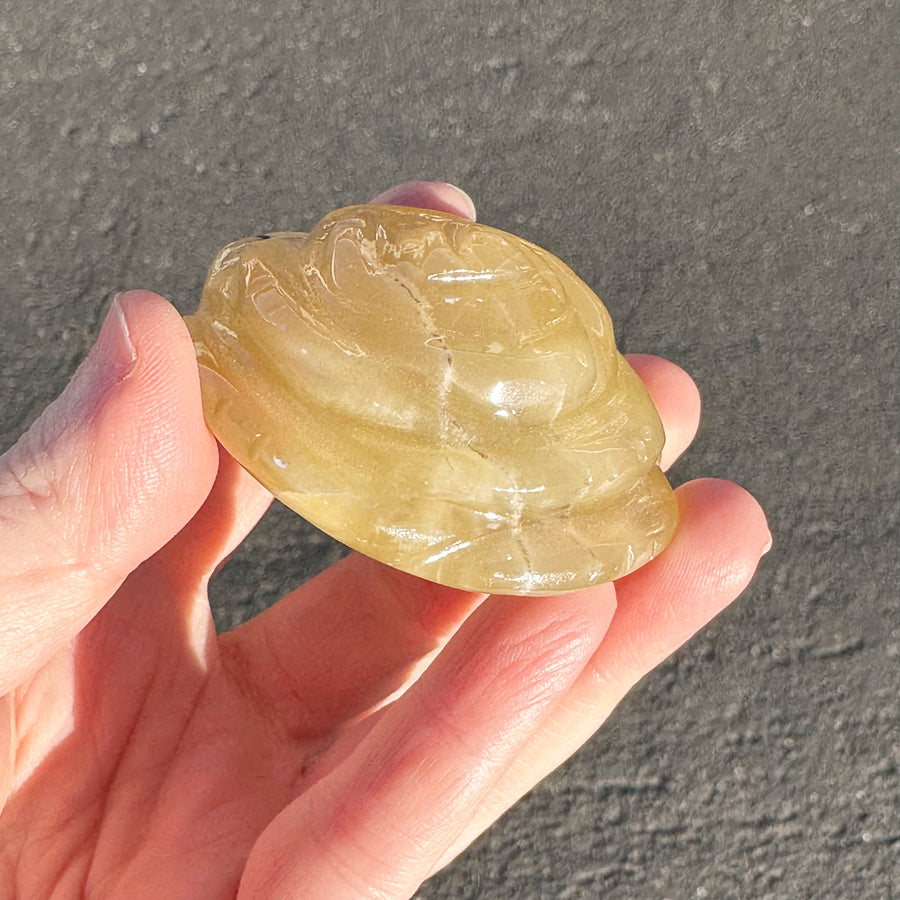 Honey Calcite Crystal Rose Carving