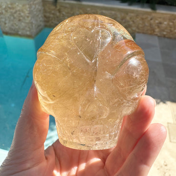 Golden Rutile Citrine Star Child Crystal Skull Carved by Leandro de Souza