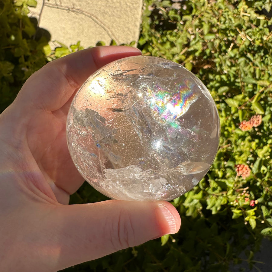 Lemurian Quartz Crystal Sphere with Rainbows