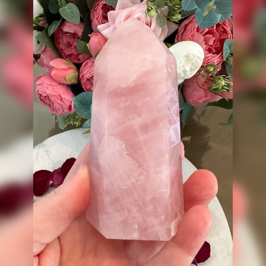 Rose Quartz Crystal Tower