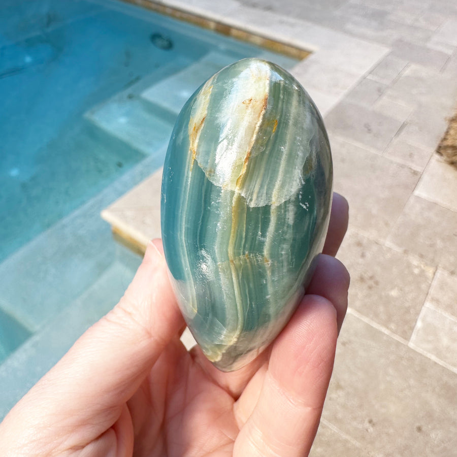 Large Lemurian Aquatine Calcite Crystal Heart