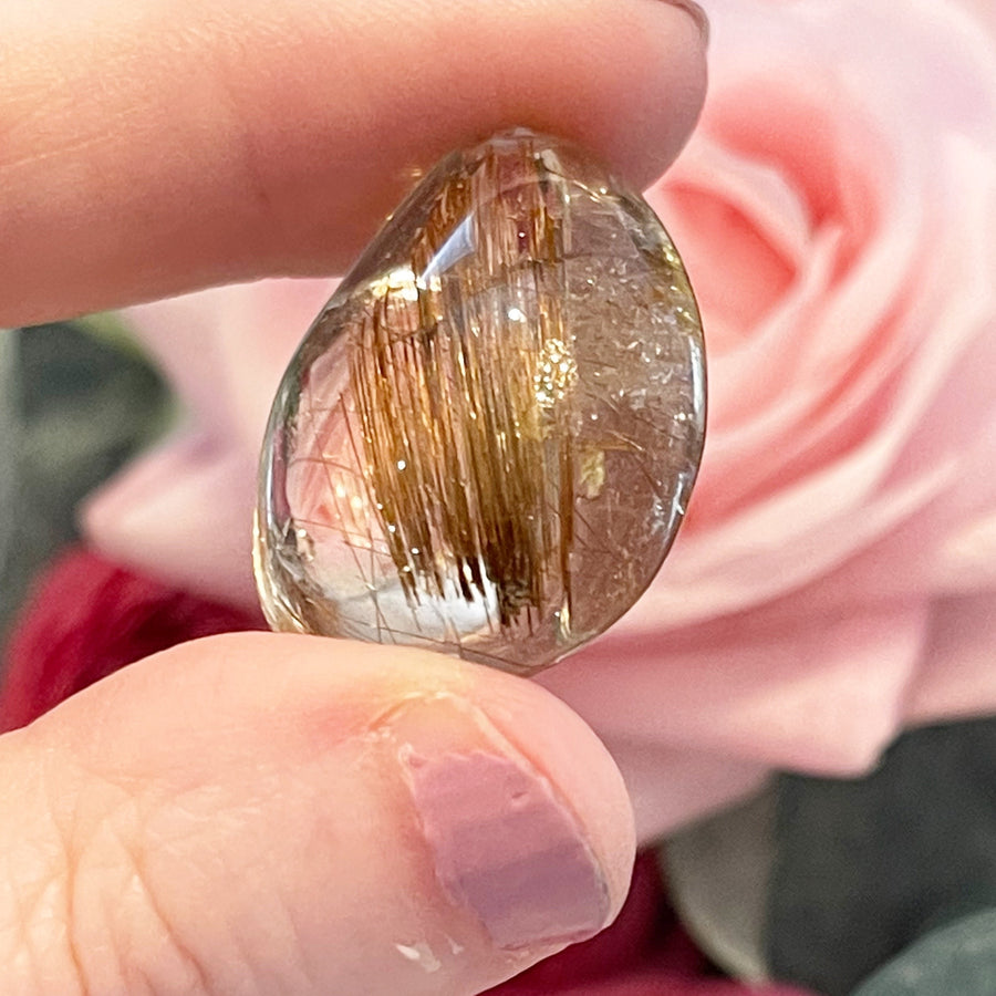 Stunning Golden Rutile in Quartz Crystal Pendant