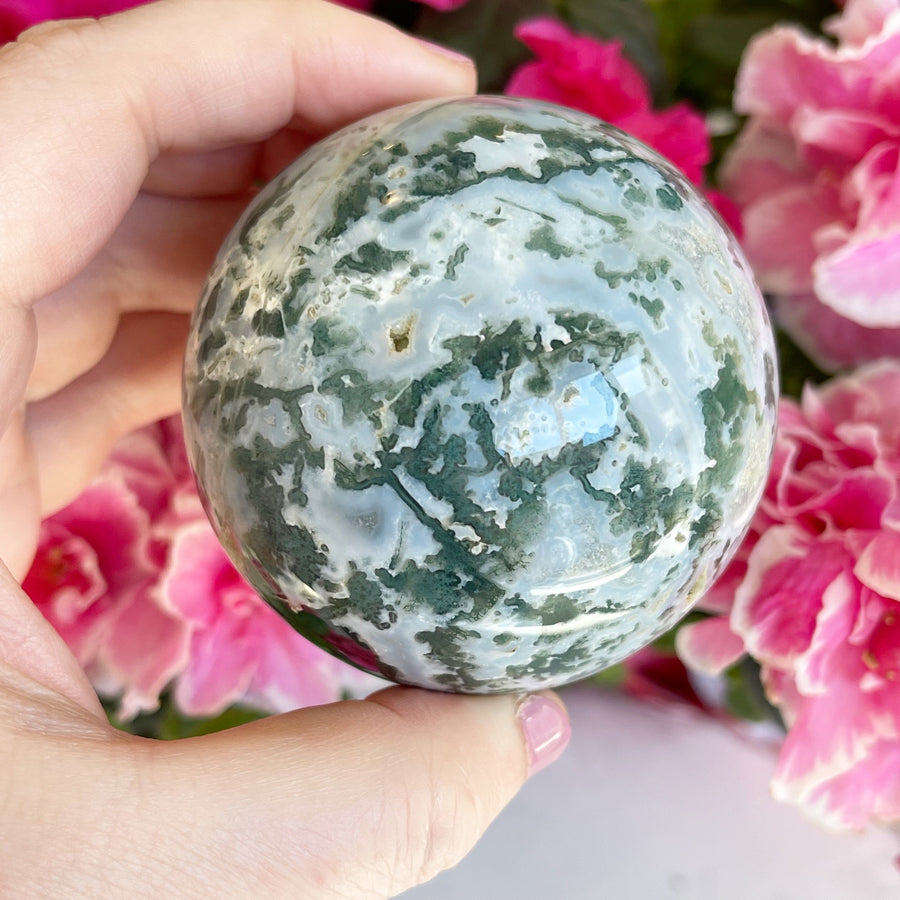 Green Moss Agate Crystal Sphere