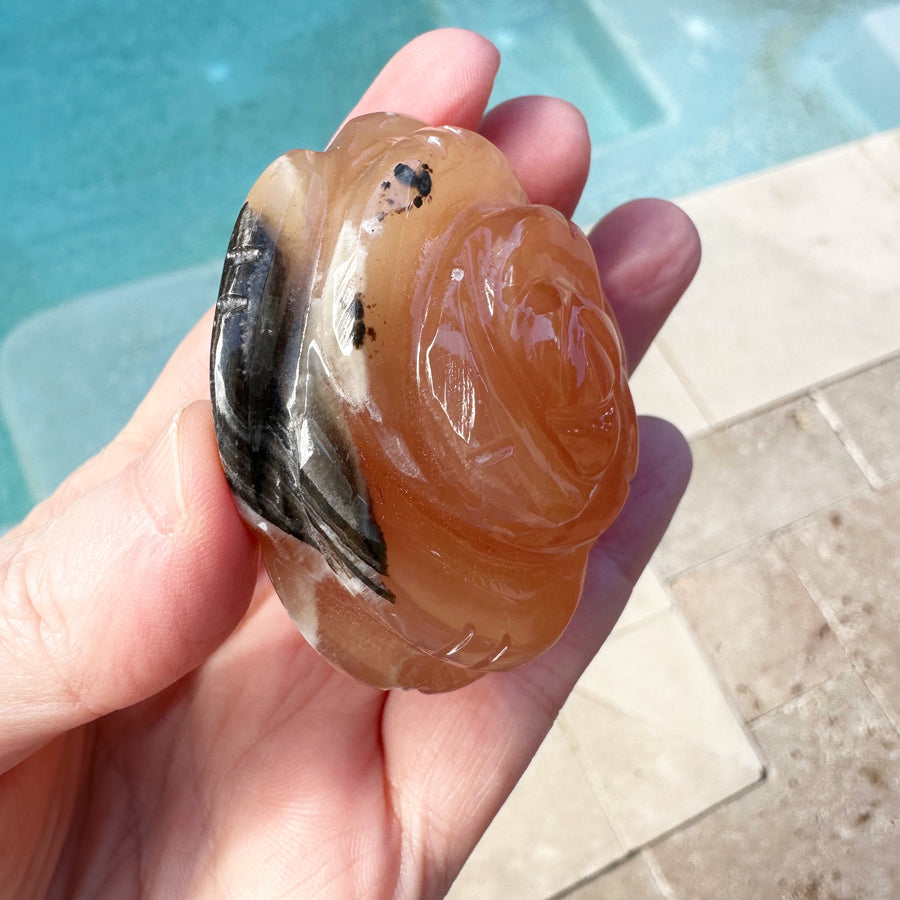 Calcite Crystal Rose Carving