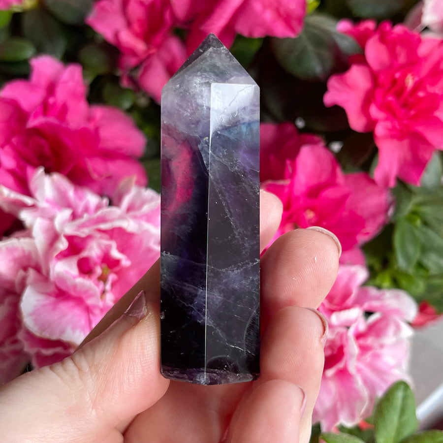 Purple Rainbow Fluorite Crystal Generator Tower