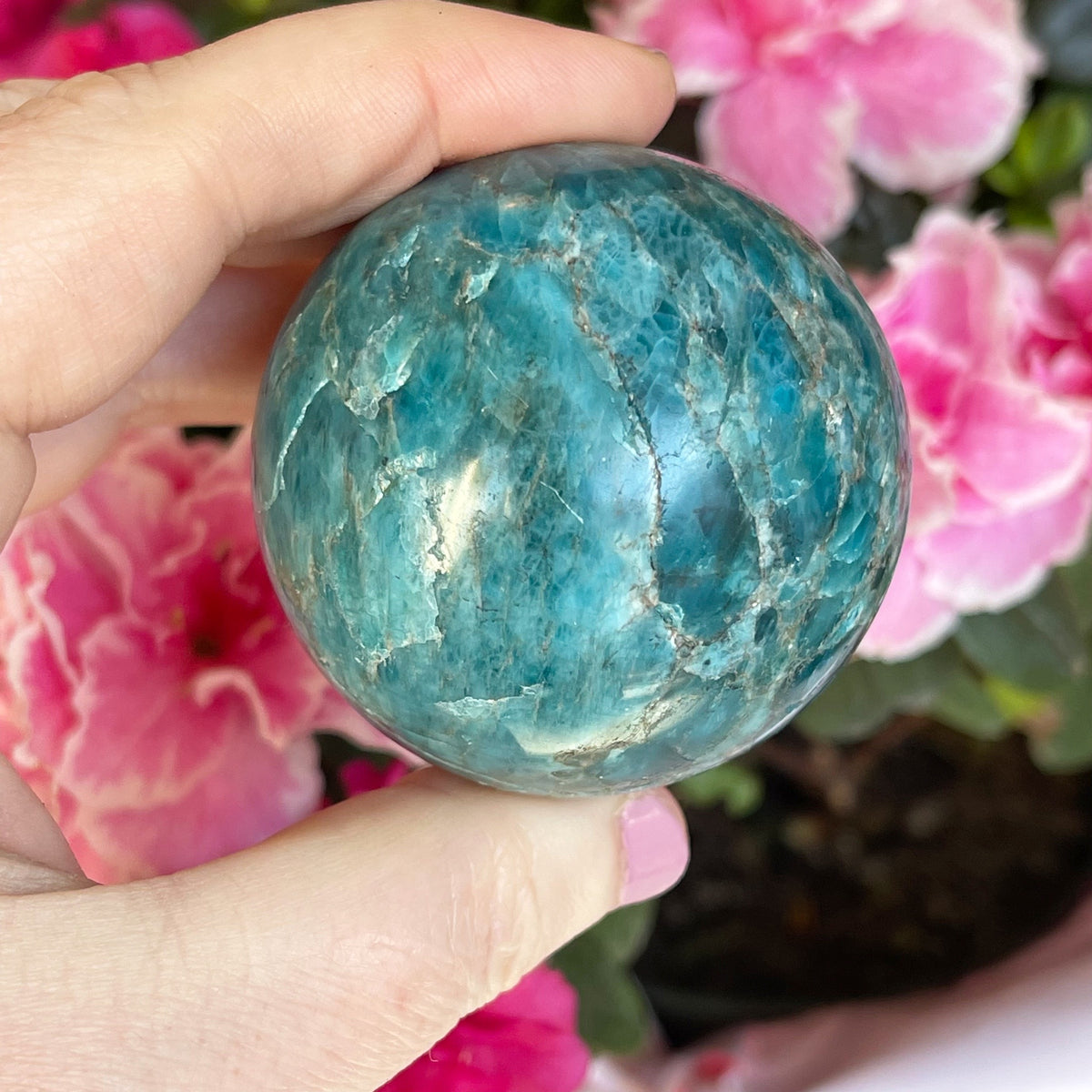 Blue Apatite Crystal Sphere