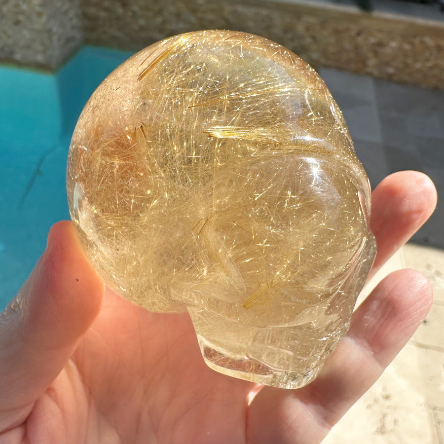 Golden Rutile Citrine Star Child Crystal Skull Carved by Leandro de Souza