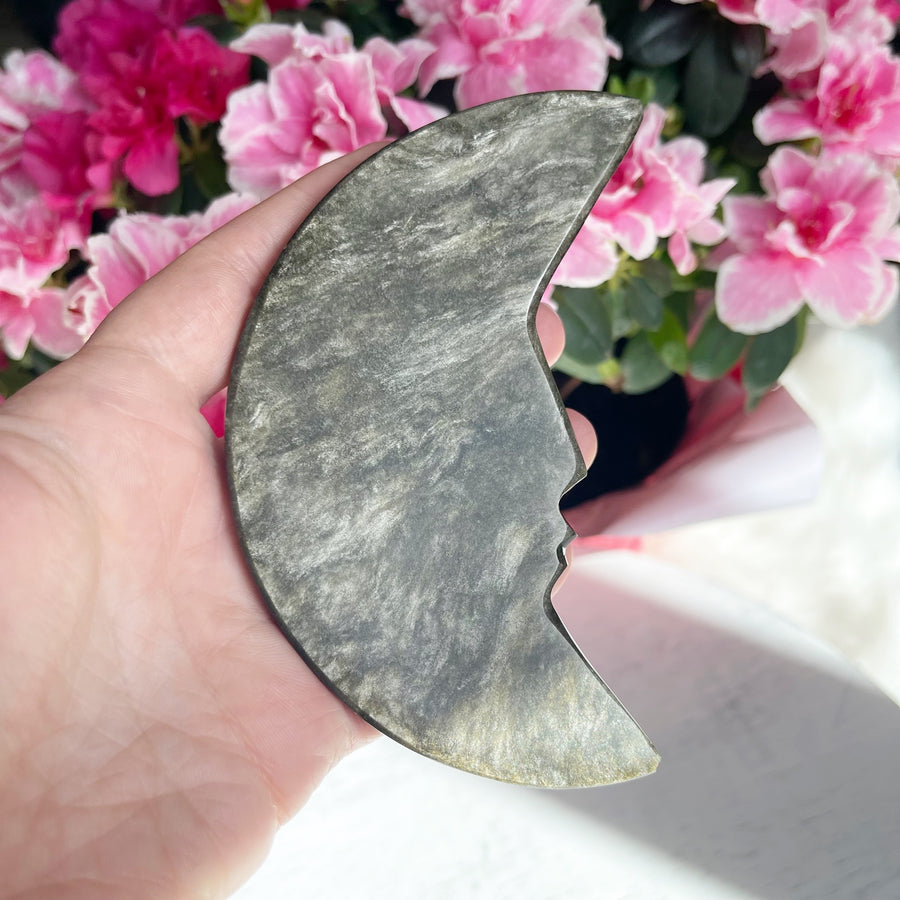 Large Gold Sheen Obsidian Moon