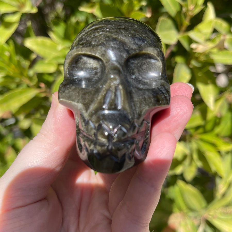 Gold Sheen Obsidian Crystal Skull