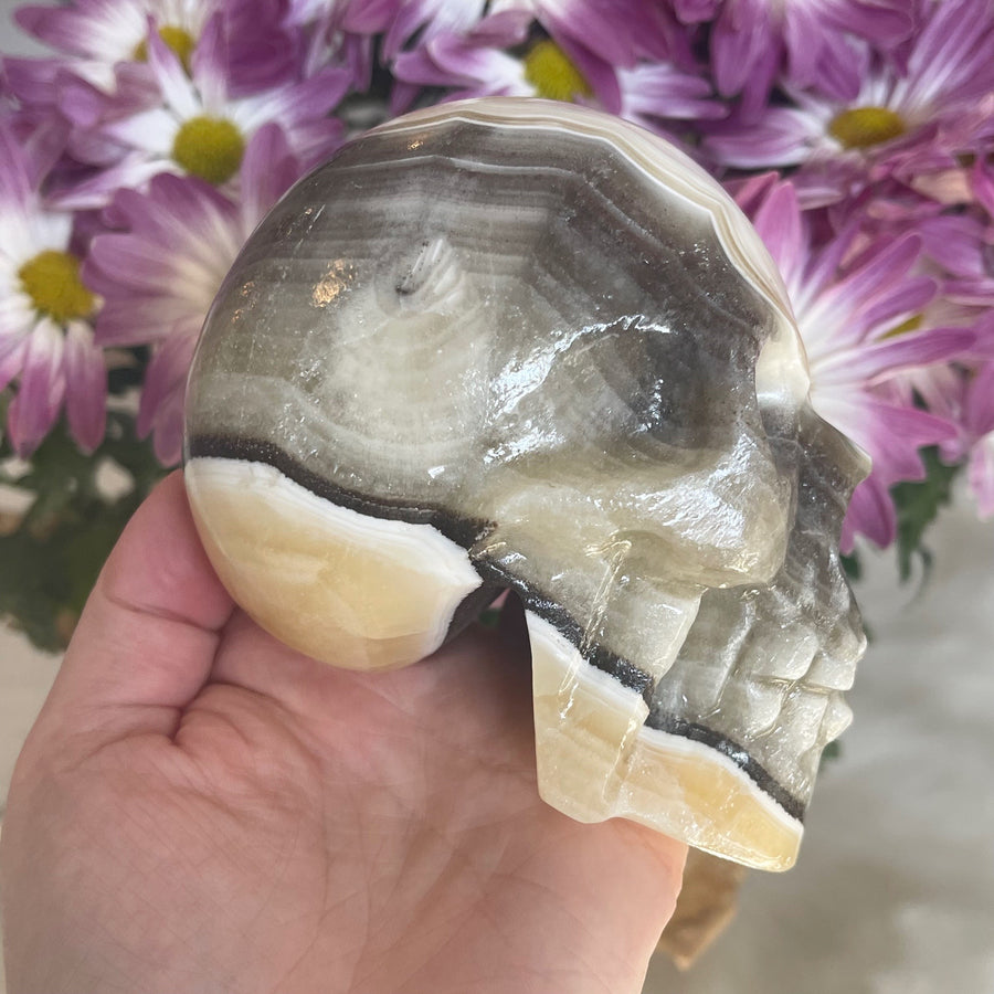 Banded Calcite Crystal Skull