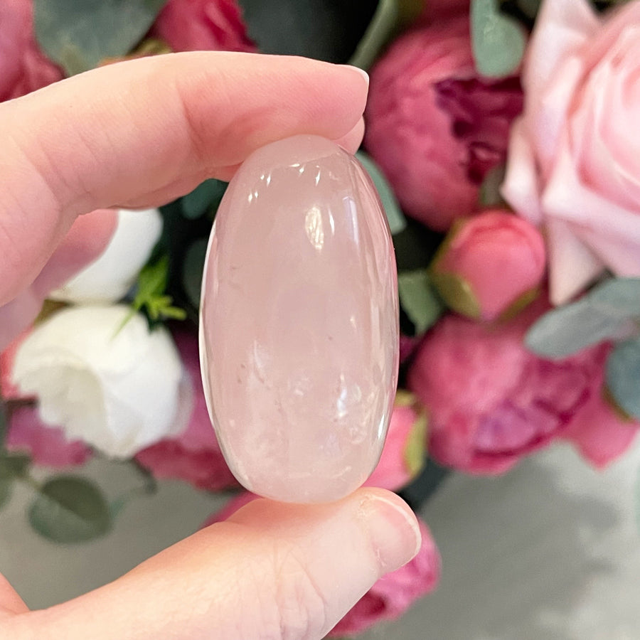 Rose Quartz Crystal Palm Stone