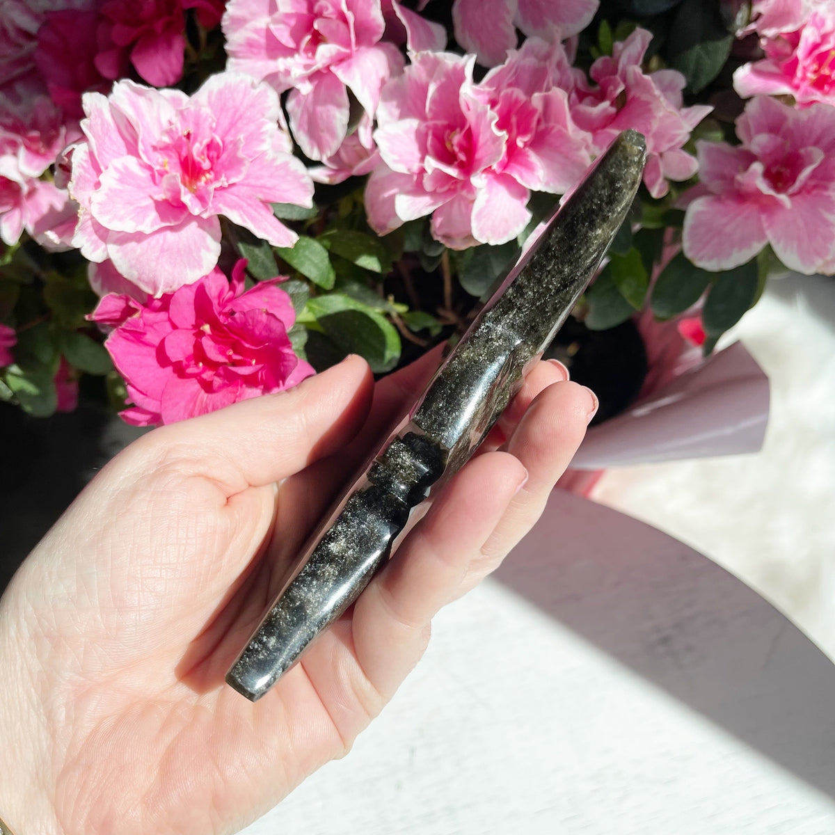 Large Gold Sheen Obsidian Moon