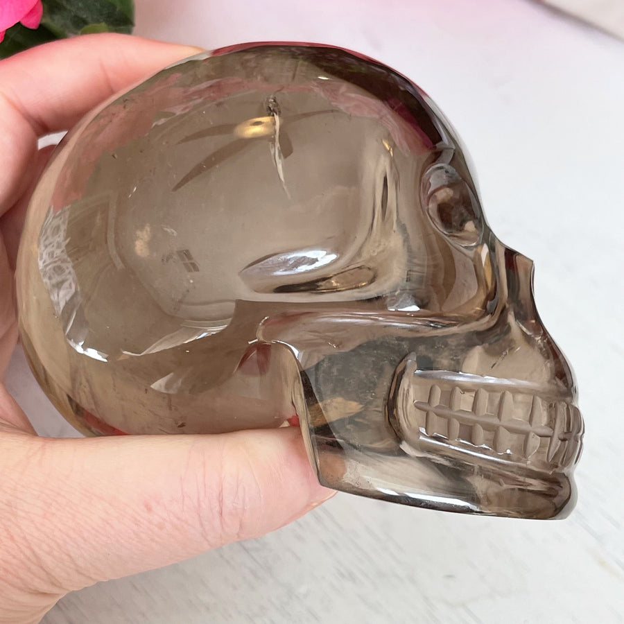 Natural Smokey Citrine Crystal Skull Carved by Wilson Venturini