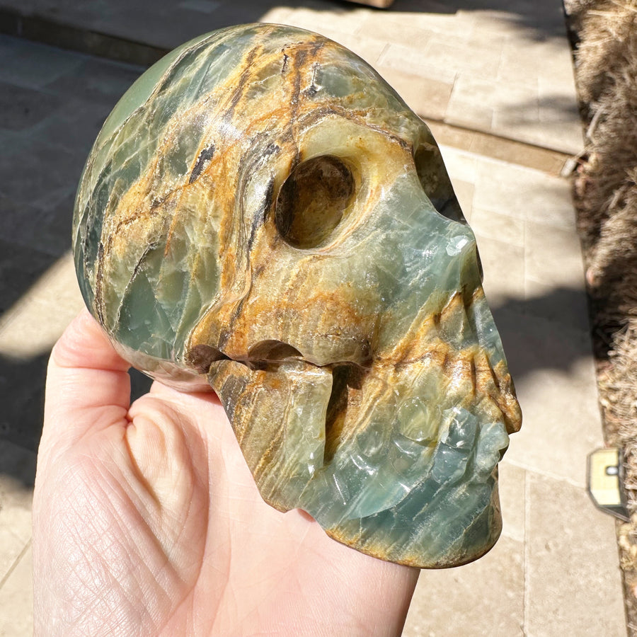 Rare Lemurian Aquatine Calcite Crystal Skull