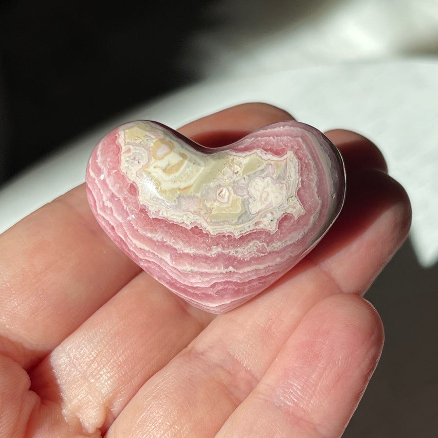 Rhodochrosite Crystal Heart Carving Grade A
