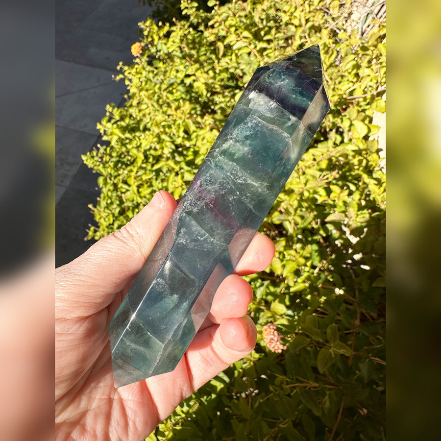 Rainbow Fluorite Crystal Double Terminated Wand