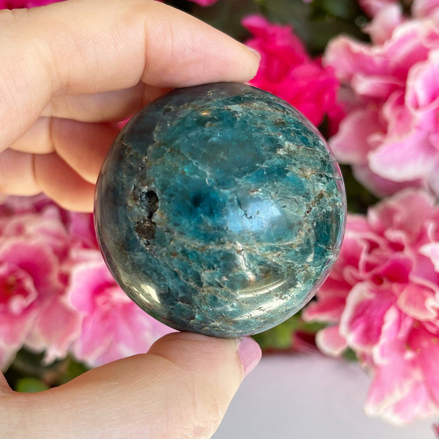 Blue Apatite Crystal Sphere