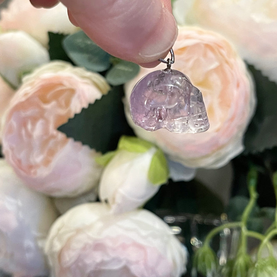 Amethyst Quartz Crystal Skull Pendants