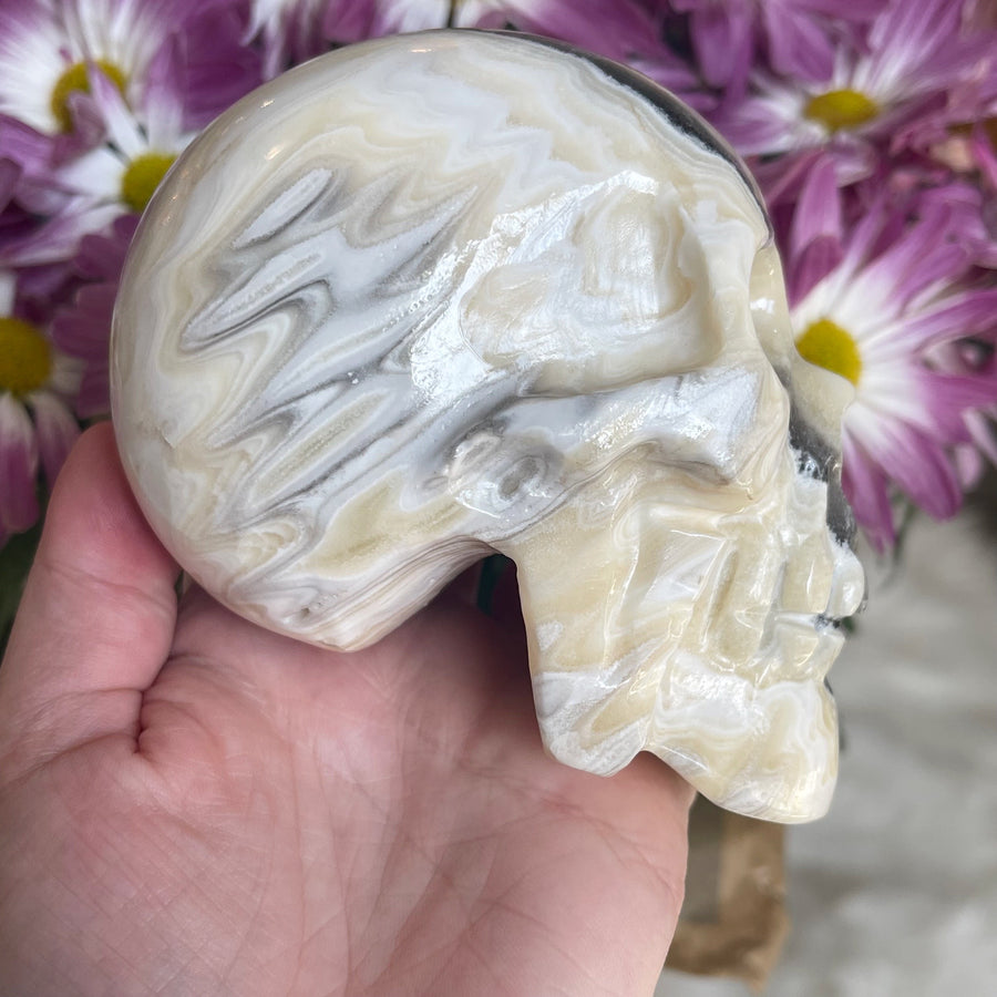 Banded Calcite Crystal Skull